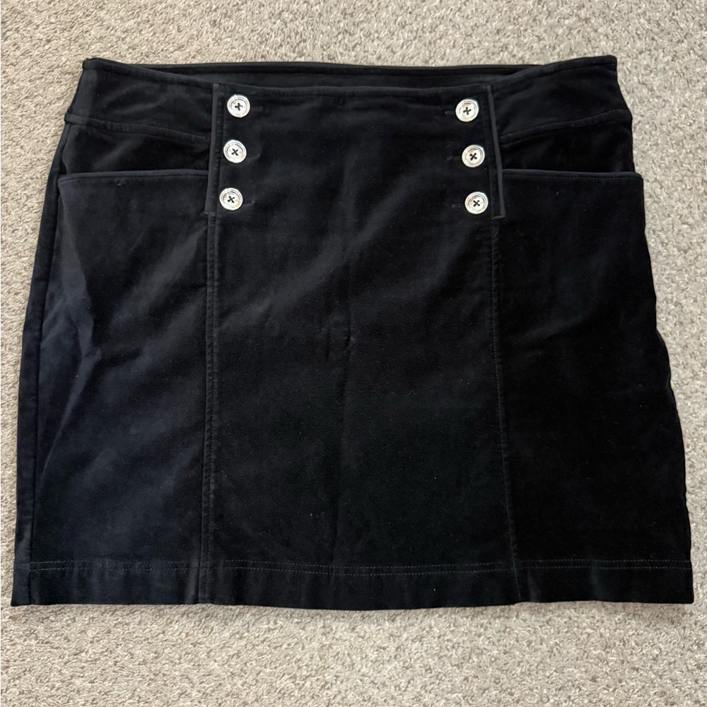 Black Mini Skirt with Silver Button Accents